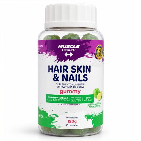 Hair Skin e Nails Gummy 30 UND - Maça Verde e Limão Siciliano