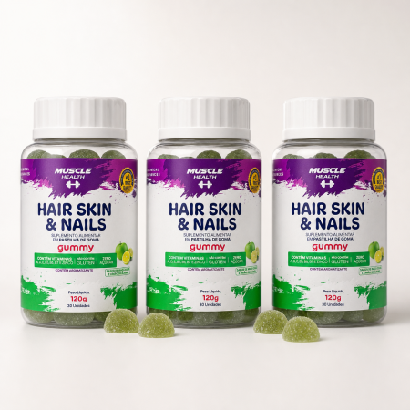 Kit 3 Hair Skin e Nails Gummy 30 UND – Maça Verde e Limão Siciliano